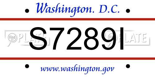 S7289I District Of Columbia License Plate