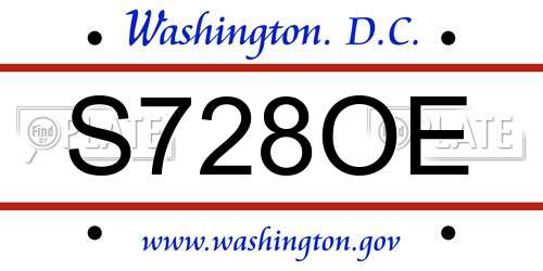 S728OE District Of Columbia License Plate