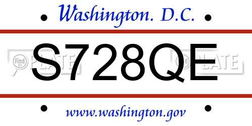 S728QE District Of Columbia License Plate