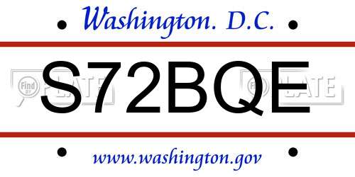 S72BQE District Of Columbia License Plate