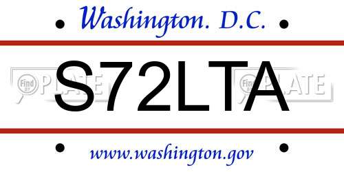 S72LTA District Of Columbia License Plate