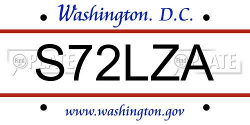 S72LZA District Of Columbia License Plate