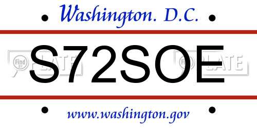 S72SOE District Of Columbia License Plate
