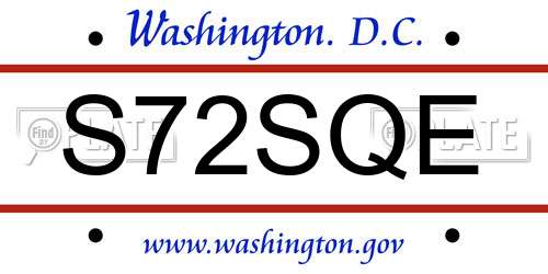 S72SQE District Of Columbia License Plate