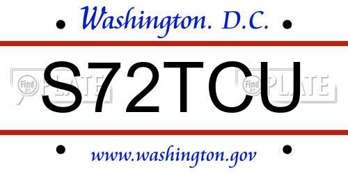 S72TCU District Of Columbia License Plate