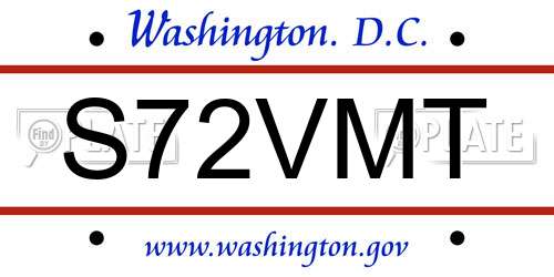 S72VMT District Of Columbia License Plate