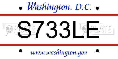S733LE District Of Columbia License Plate