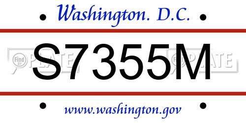 S7355M District Of Columbia License Plate
