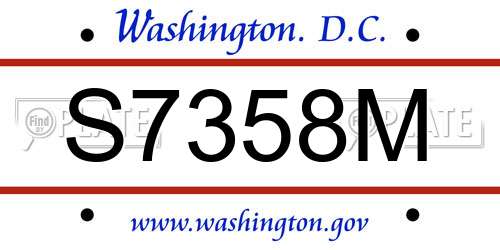 S7358M District Of Columbia License Plate
