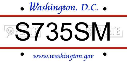 S735SM District Of Columbia License Plate