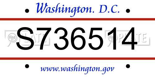 S736514 District Of Columbia License Plate