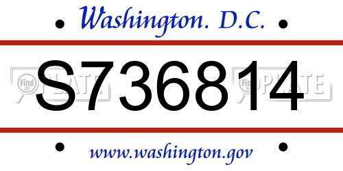 S736814 District Of Columbia License Plate