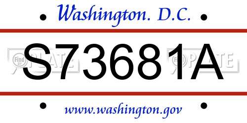 S73681A District Of Columbia License Plate