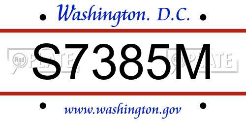 S7385M District Of Columbia License Plate