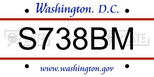 S738BM District Of Columbia License Plate
