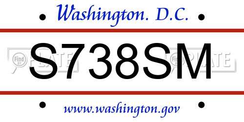 S738SM District Of Columbia License Plate