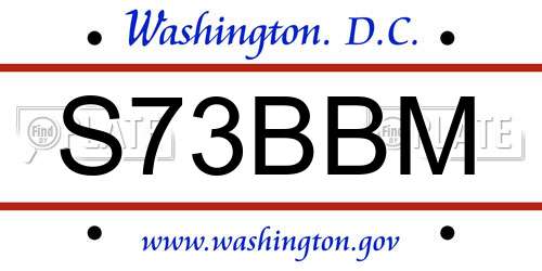 S73BBM District Of Columbia License Plate
