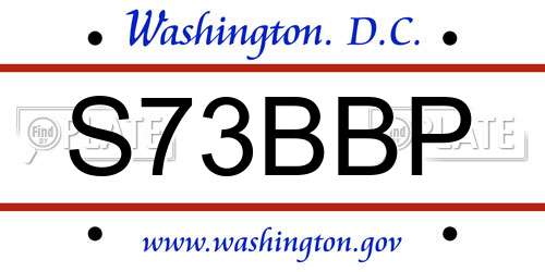 S73BBP District Of Columbia License Plate
