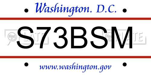 S73BSM District Of Columbia License Plate