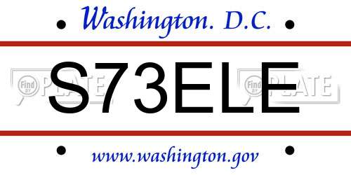 S73ELE District Of Columbia License Plate