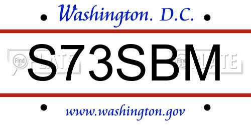S73SBM District Of Columbia License Plate