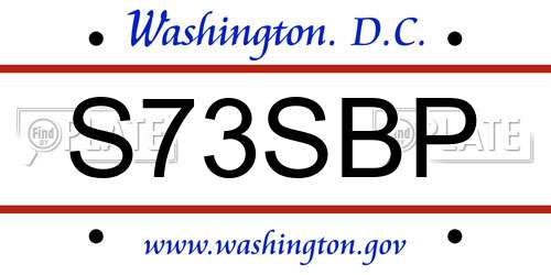 S73SBP District Of Columbia License Plate