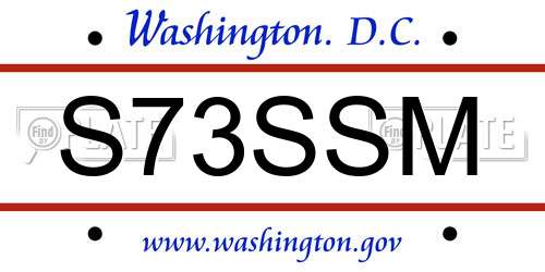 S73SSM District Of Columbia License Plate