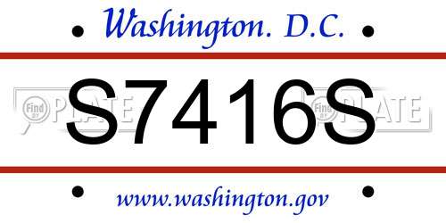 S7416S District Of Columbia License Plate