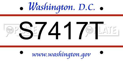 S7417T District Of Columbia License Plate