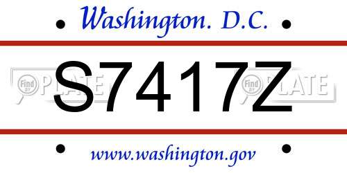 S7417Z District Of Columbia License Plate