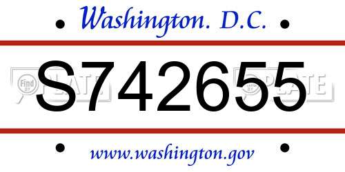 S742655 District Of Columbia License Plate