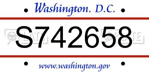 S742658 District Of Columbia License Plate