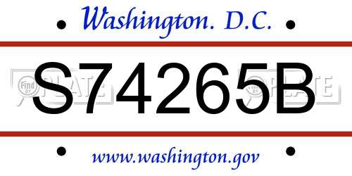 S74265B District Of Columbia License Plate