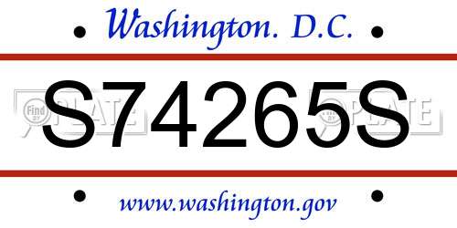 S74265S District Of Columbia License Plate