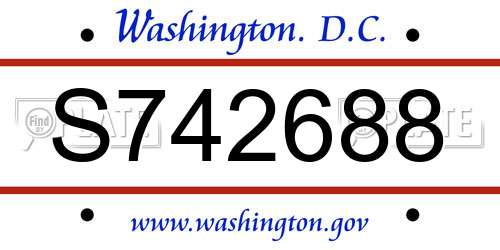 S742688 District Of Columbia License Plate