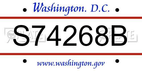 S74268B District Of Columbia License Plate