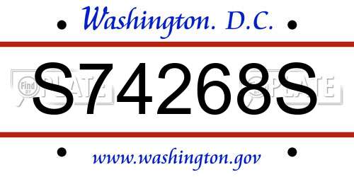 S74268S District Of Columbia License Plate