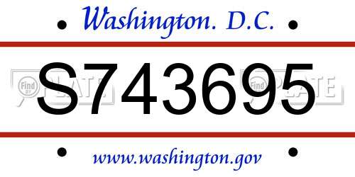 S743695 District Of Columbia License Plate