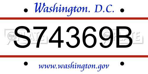 S74369B District Of Columbia License Plate