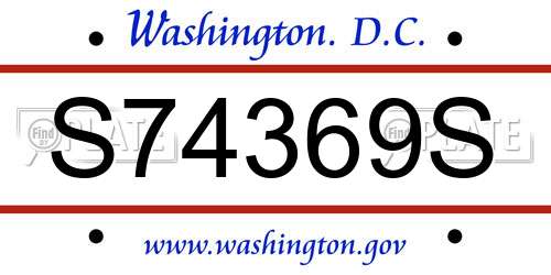 S74369S District Of Columbia License Plate