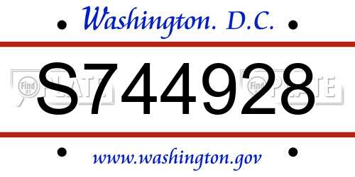 S744928 District Of Columbia License Plate