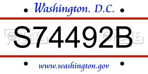 S74492B District Of Columbia License Plate