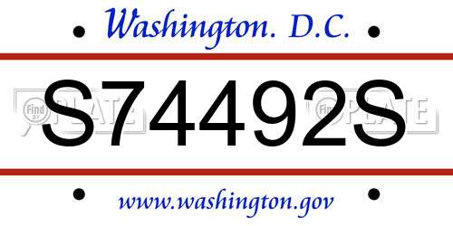 S74492S District Of Columbia License Plate