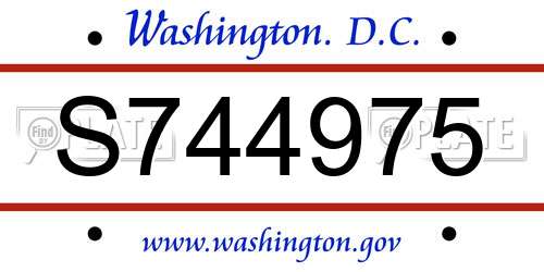 S744975 District Of Columbia License Plate