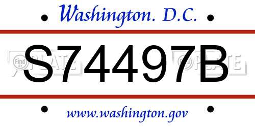 S74497B District Of Columbia License Plate