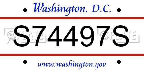 S74497S District Of Columbia License Plate