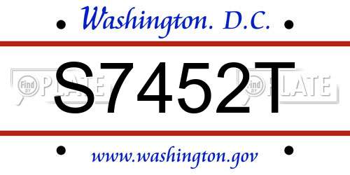 S7452T District Of Columbia License Plate