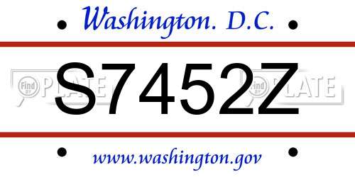 S7452Z District Of Columbia License Plate