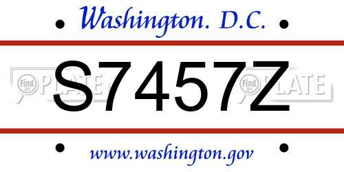 S7457Z District Of Columbia License Plate