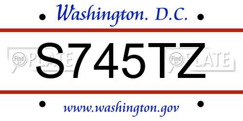 S745TZ District Of Columbia License Plate